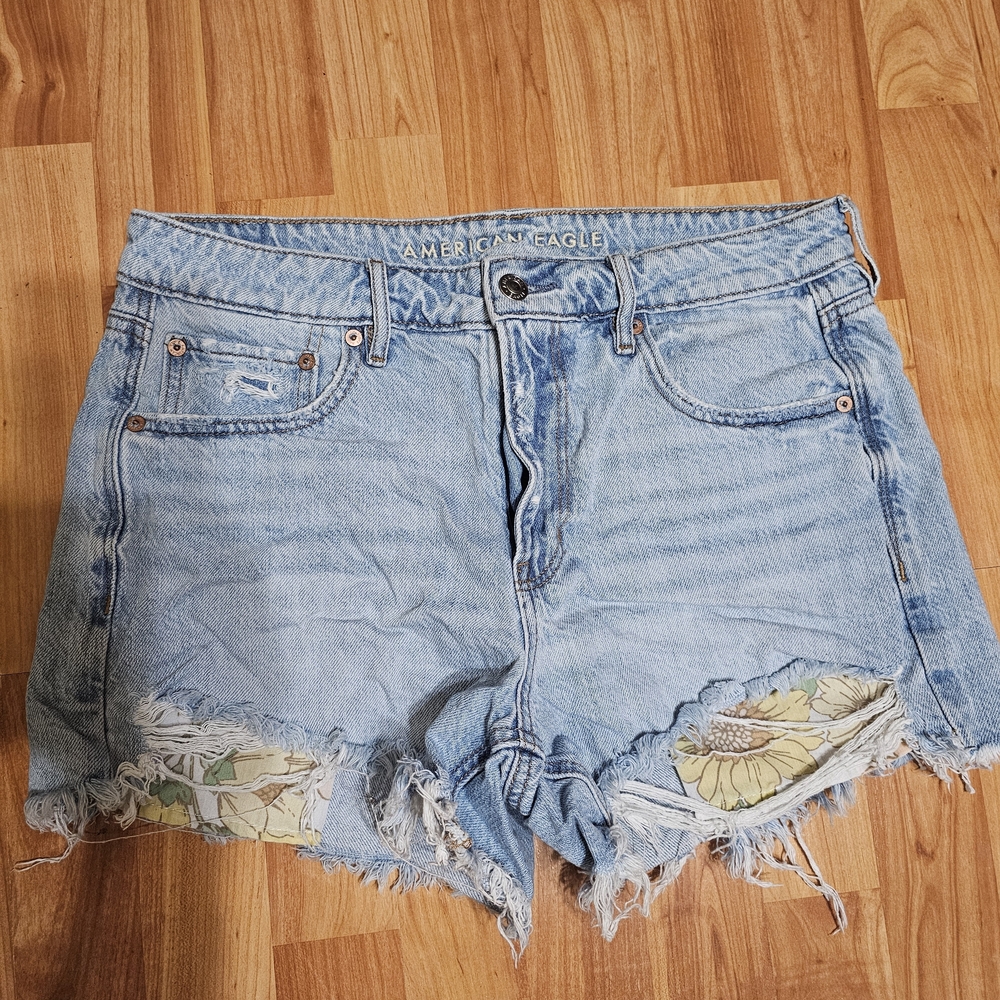 American Eagle Outfitters Light Blue Distressed Denim Shorts